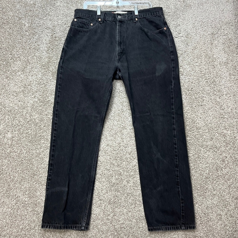Levi's 505 Regular Fit Jeans Men 38x32 Black Straight Leg 5-Pocket Twill Denim
